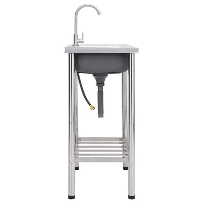 151213 vidaXL Camping Sink Single Basin with Tap Stainless Steel