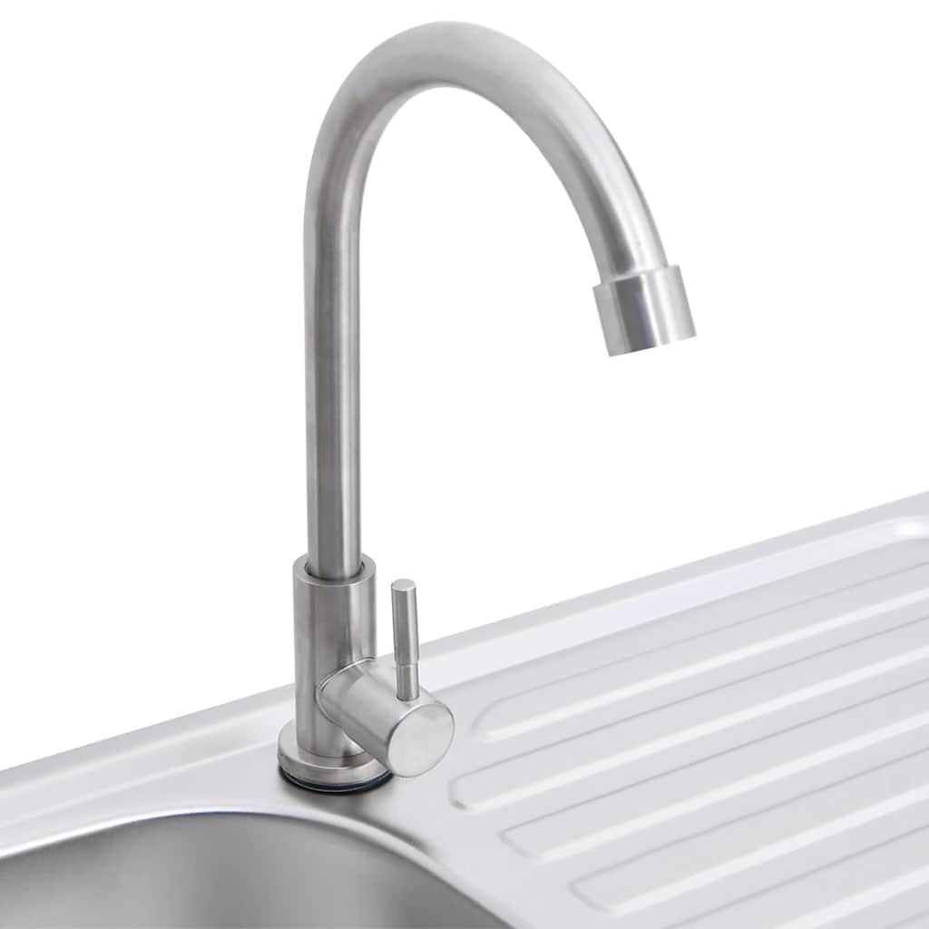 151213 vidaXL Camping Sink Single Basin with Tap Stainless Steel