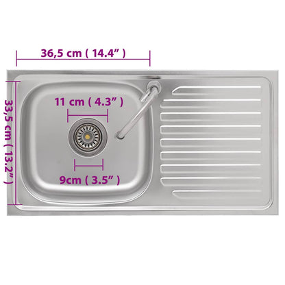 151213 vidaXL Camping Sink Single Basin with Tap Stainless Steel