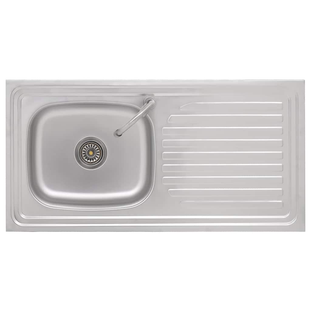 151214 vidaXL Camping Sink Single Basin with Tap Stainless Steel