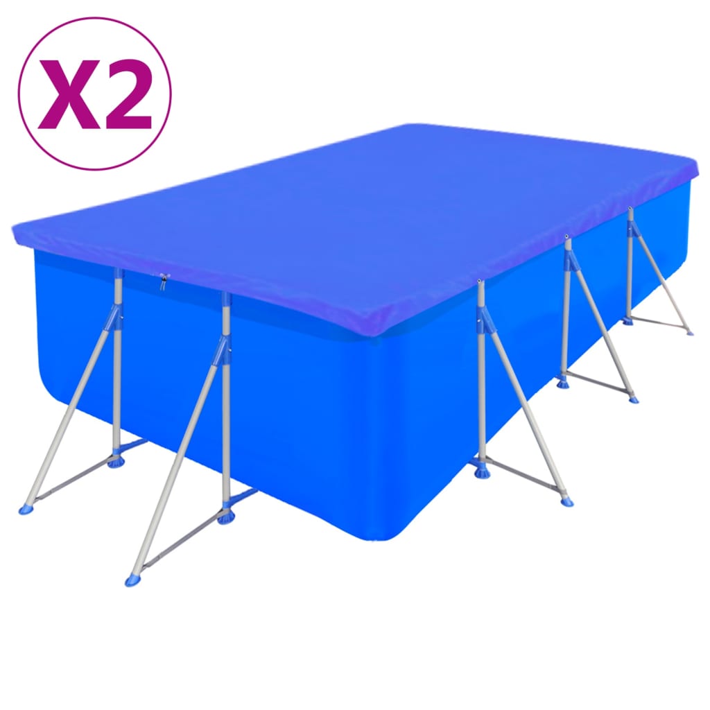 vidaXL Pool Cover | Set of 2 | Dark Blue | Polyethylene | Large | Durable