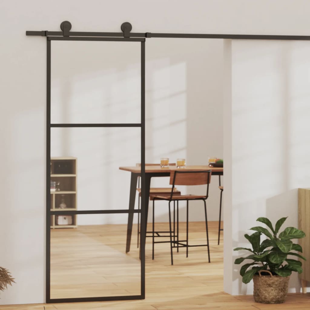 vidaXL Sliding Door with Hardware Set ESG Glass&Aluminium 76x205 cm