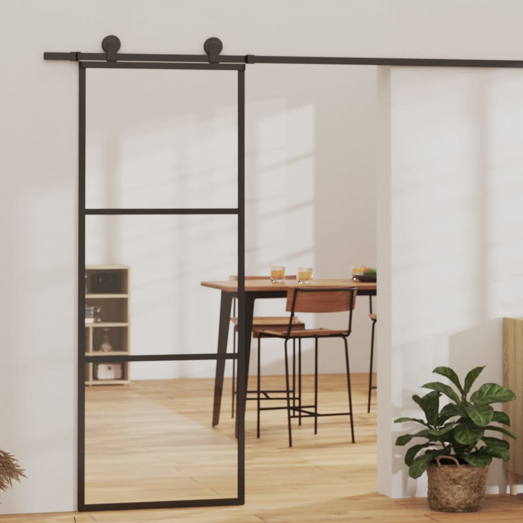 vidaXL Sliding Door with Hardware Set ESG Glass&Aluminium 76x205 cm