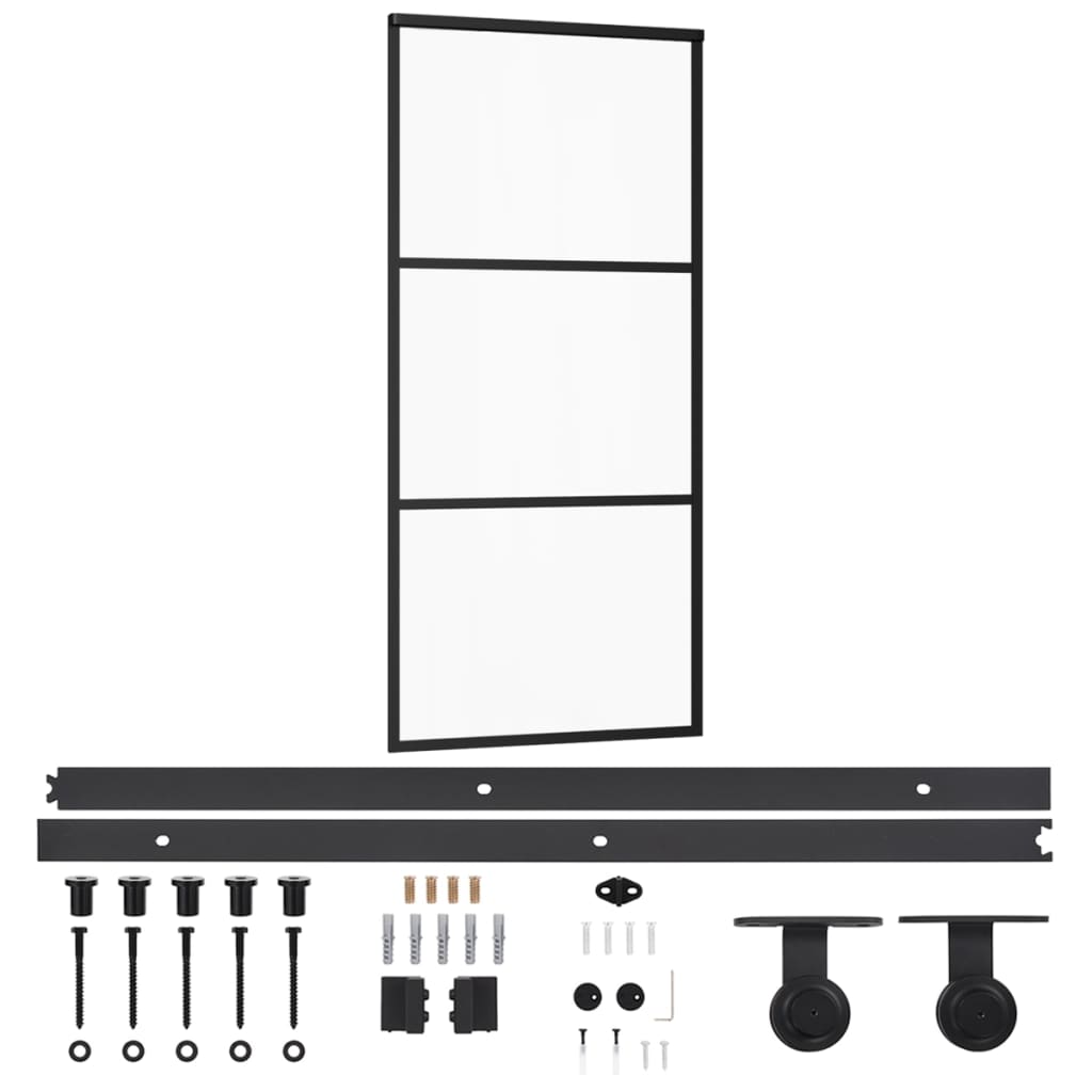 vidaXL Sliding Door with Hardware Set ESG Glass&Aluminium 90x205 cm
