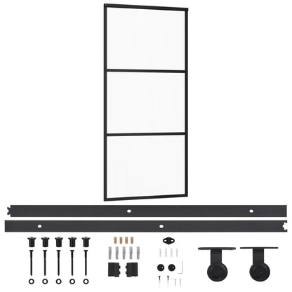 vidaXL Sliding Door with Hardware Set ESG Glass&Aluminium 90x205 cm