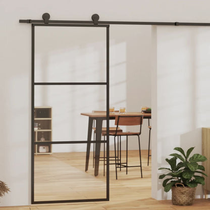vidaXL Sliding Door with Hardware Set ESG Glass&Aluminium 90x205 cm
