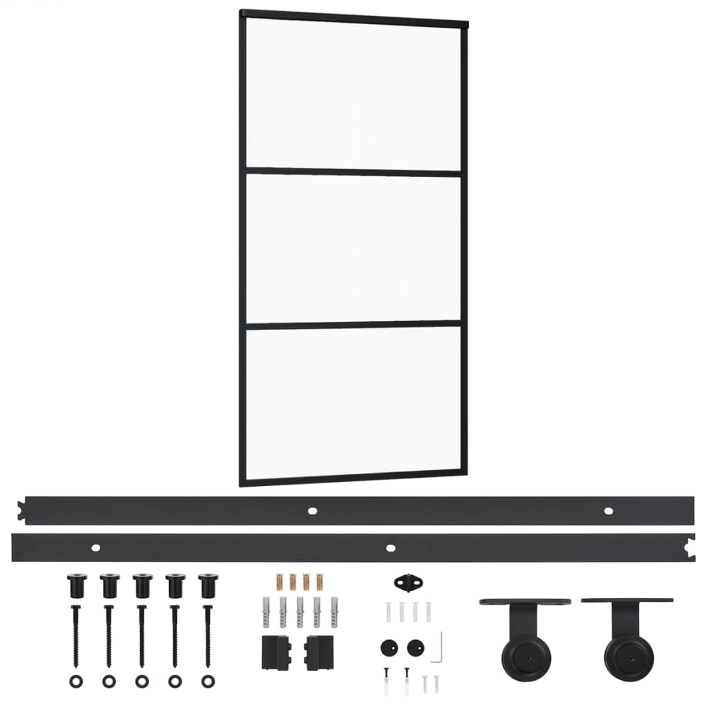vidaXL Sliding Door with Hardware Set ESG Glass&Aluminium 102x205 cm