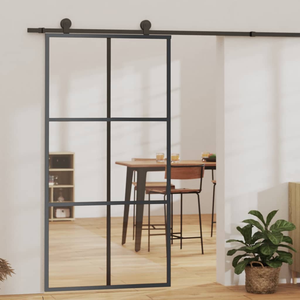 vidaXL Sliding Door with Hardware Set ESG Glass&Aluminium 102x205 cm