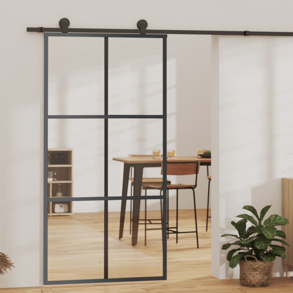 vidaXL Sliding Door with Hardware Set ESG Glass&Aluminium 102x205 cm