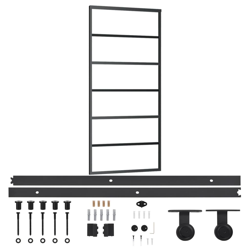 vidaXL Sliding Door with Hardware Set ESG Glass&Aluminium 90x205 cm