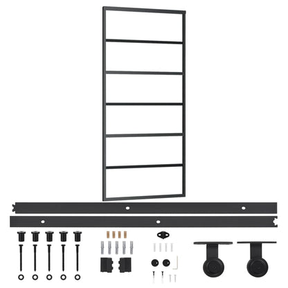 vidaXL Sliding Door with Hardware Set ESG Glass&Aluminium 90x205 cm
