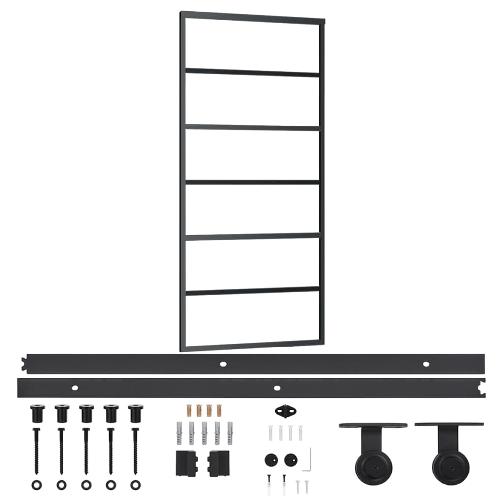 vidaXL Sliding Door with Hardware Set ESG Glass&Aluminium 90x205 cm