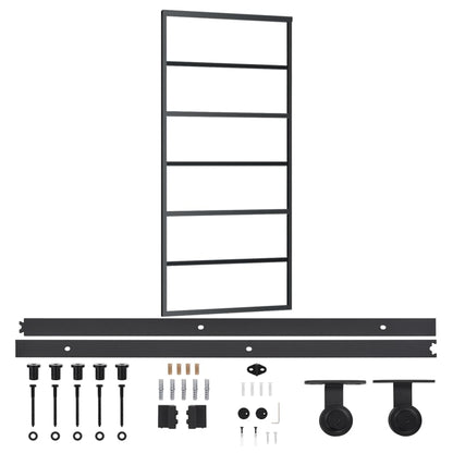 vidaXL Sliding Door with Hardware Set ESG Glass&Aluminium 90x205 cm