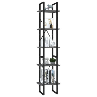 vidaXL 5-Tier Book Cabinet Grey 40x30x175 cm Engineered Wood