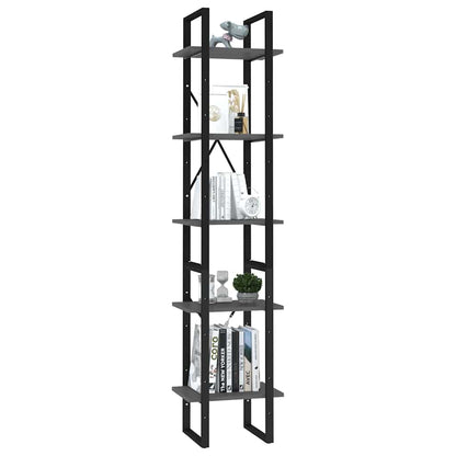 vidaXL 5-Tier Book Cabinet Grey 40x30x175 cm Engineered Wood