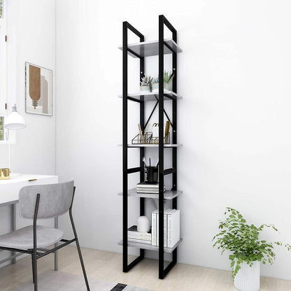 vidaXL 5-Tier Book Cabinet Concrete Grey 40x30x175 cm Engineered Wood
