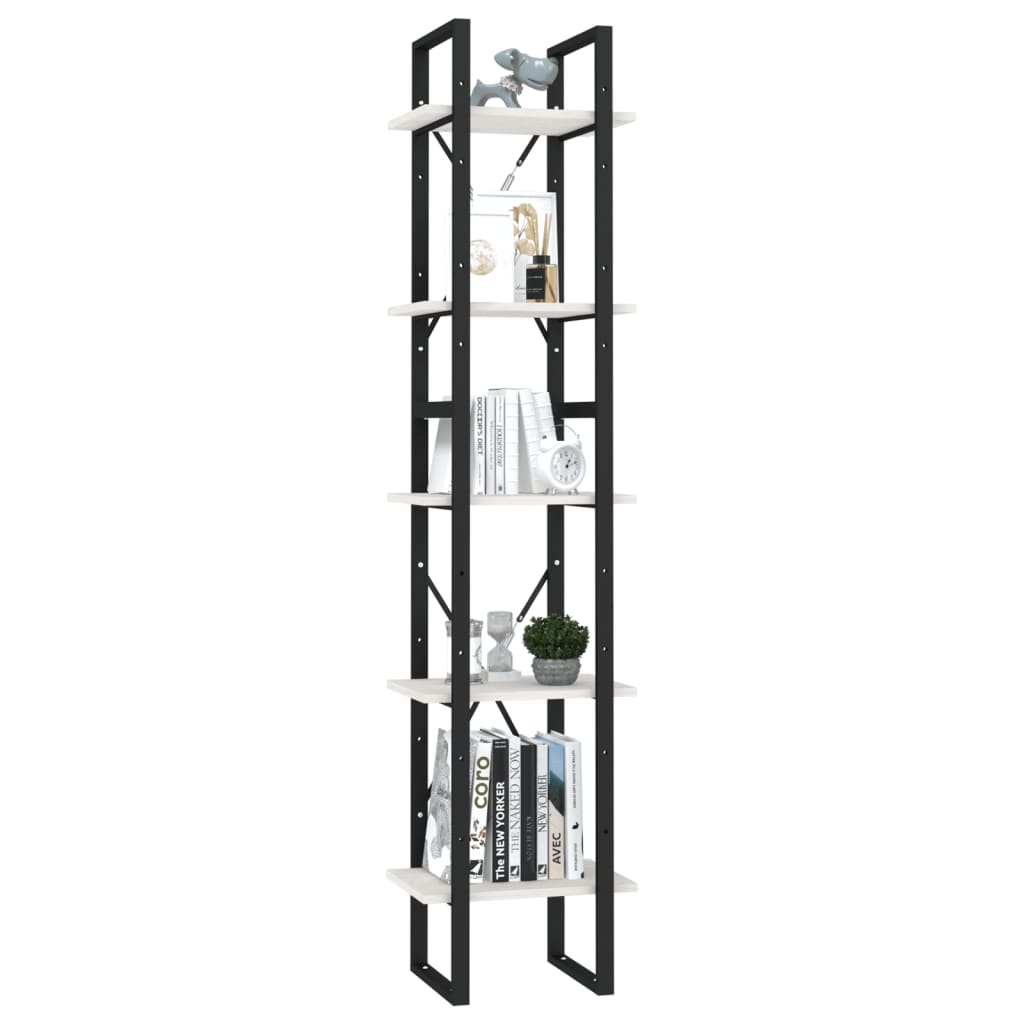 vidaXL 5-Tier Book Cabinet White 40x30x175 cm Pinewood