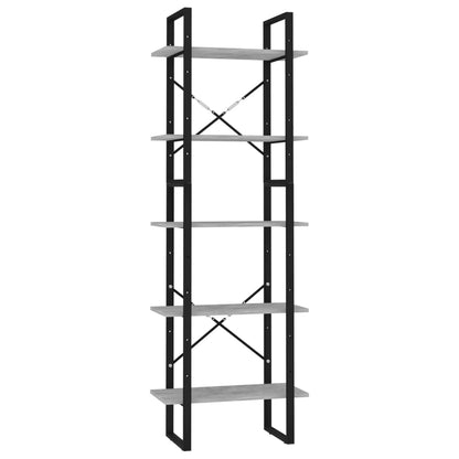 vidaXL 5-Tier Book Cabinet Concrete Grey 60x30x175 cm Engineered Wood