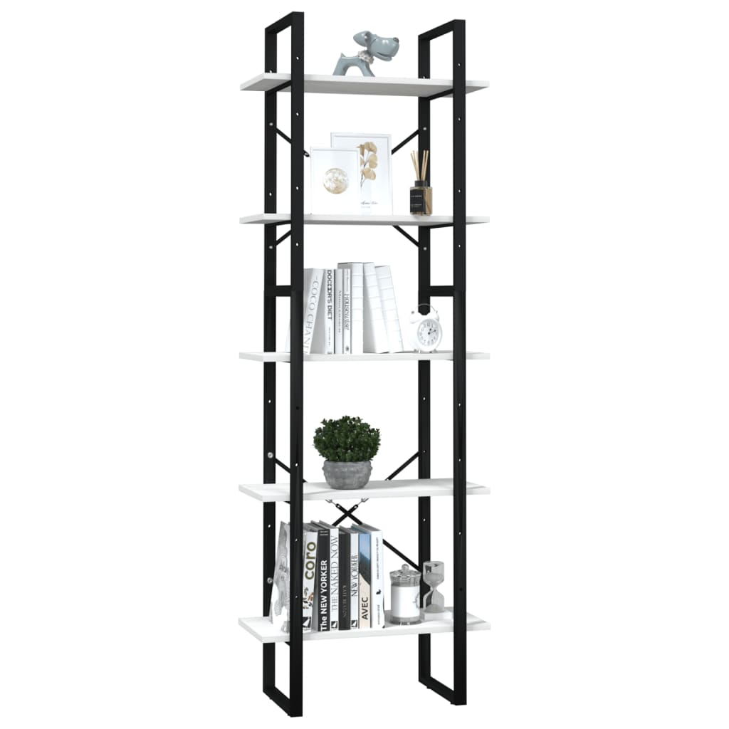 vidaXL 5-Tier Book Cabinet White 60x30x175 cm Pinewood