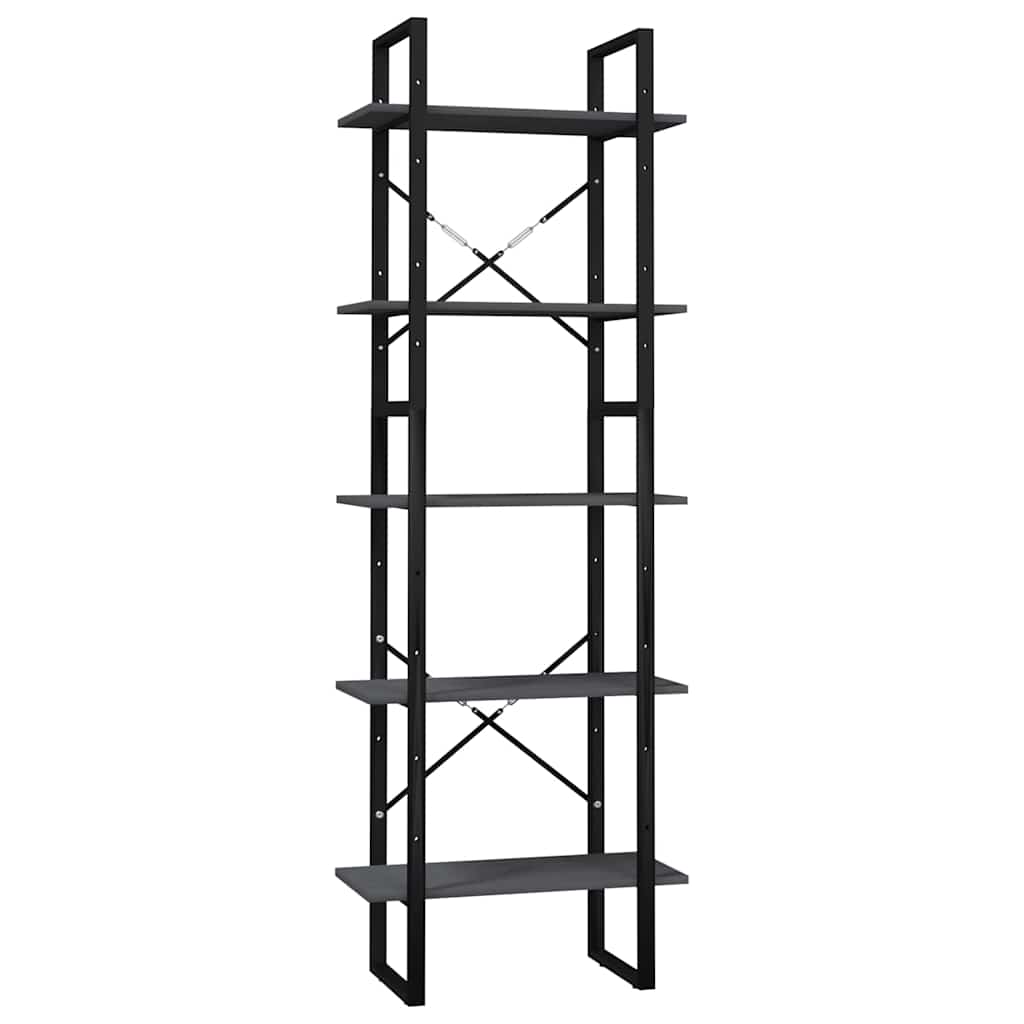 vidaXL 5-Tier Book Cabinet Grey 60x30x175 cm Solid Wood Pine