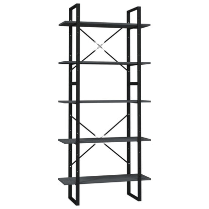 vidaXL 5-Tier Book Cabinet Grey 80x30x175 cm Pinewood