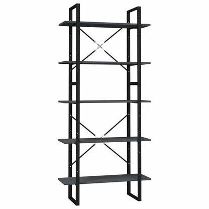 vidaXL 5-Tier Book Cabinet Grey 80x30x175 cm Solid Wood Pine