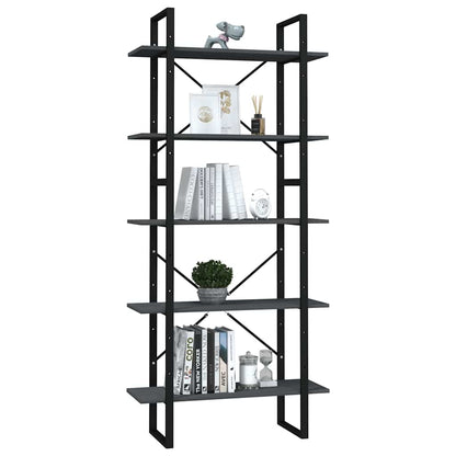 vidaXL 5-Tier Book Cabinet Grey 80x30x175 cm Solid Wood Pine