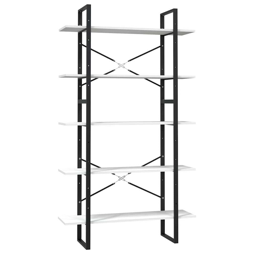vidaXL 5-Tier Book Cabinet White 100x30x175 cm Solid Wood Pine