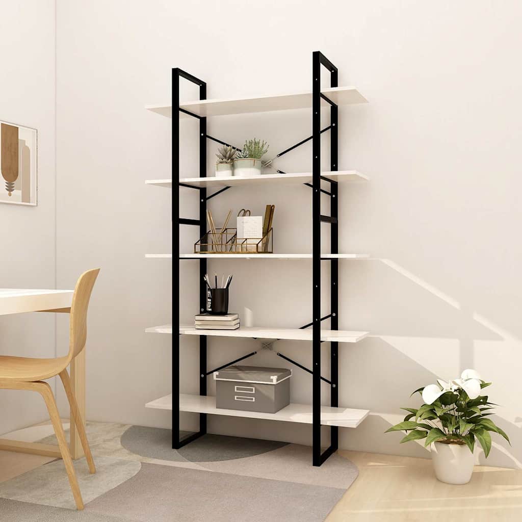vidaXL 5-Tier Book Cabinet White 100x30x175 cm Solid Wood Pine