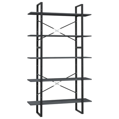 vidaXL 5-Tier Book Cabinet Grey 100x30x175 cm Pinewood