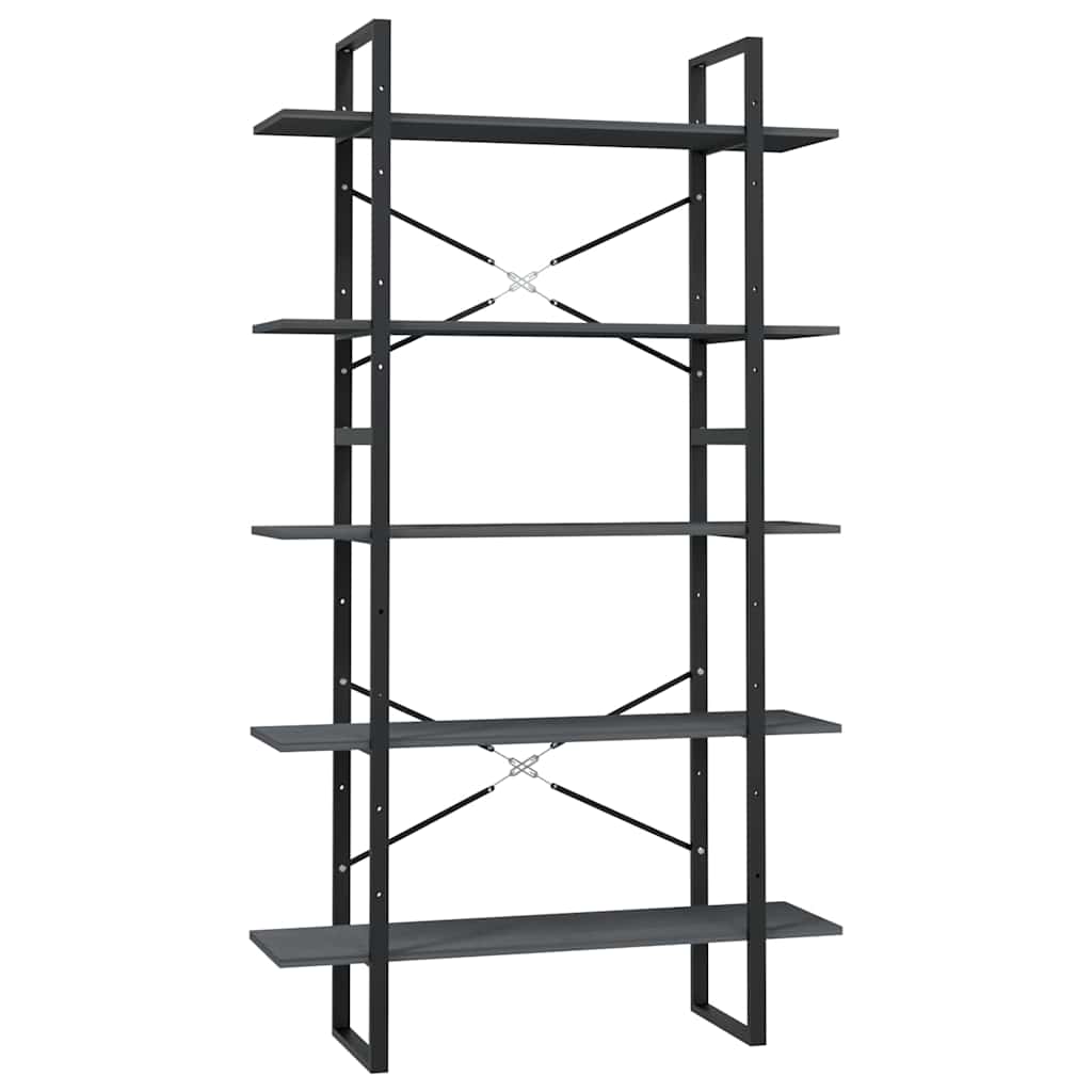 vidaXL 5-Tier Book Cabinet Grey 100x30x175 cm Solid Wood Pine