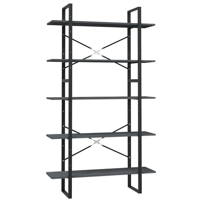 vidaXL 5-Tier Book Cabinet Grey 100x30x175 cm Solid Wood Pine