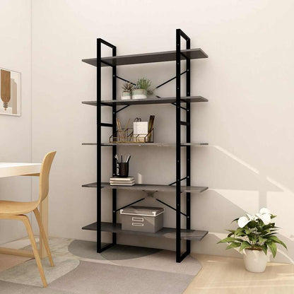 vidaXL 5-Tier Book Cabinet Grey 100x30x175 cm Solid Wood Pine