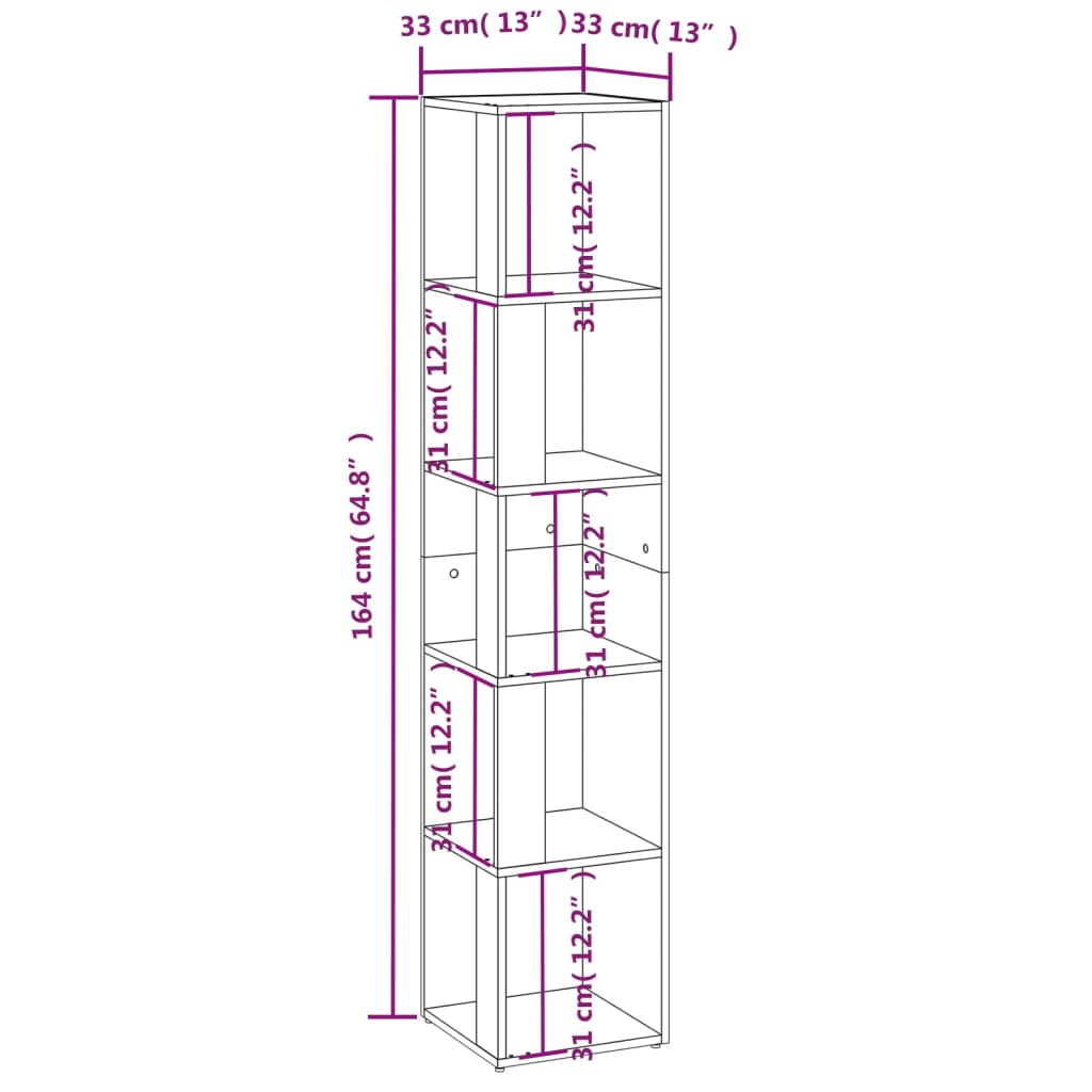 vidaXL Corner Cabinet White 33x33x164.5 cm Engineered Wood