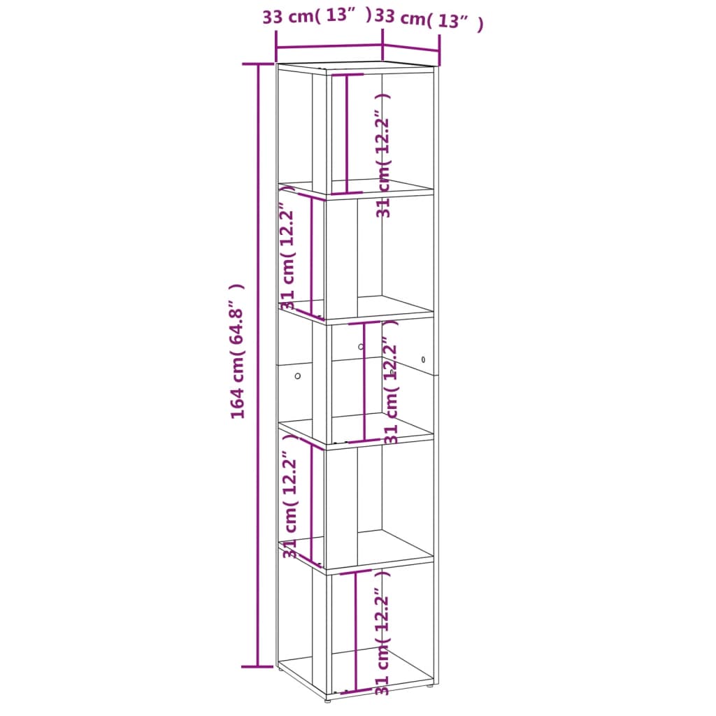 vidaXL Corner Cabinet Sonoma Oak 33x33x164.5 cm Engineered Wood