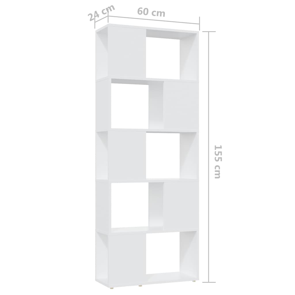 vidaXL Book Cabinet Room Divider White 60x24x155 cm Engineered Wood