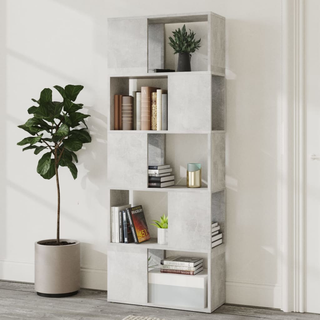 vidaXL Book Cabinet | Concrete grey | Engineered wood | 155 cm tall