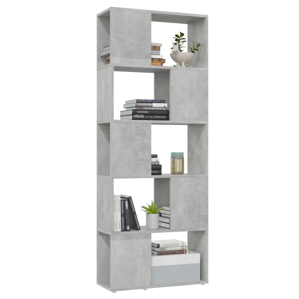 vidaXL Book Cabinet | Concrete grey | Engineered wood | 155 cm tall