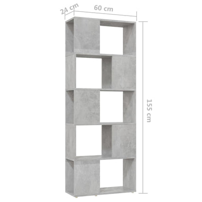 vidaXL Book Cabinet | Concrete grey | Engineered wood | 155 cm tall