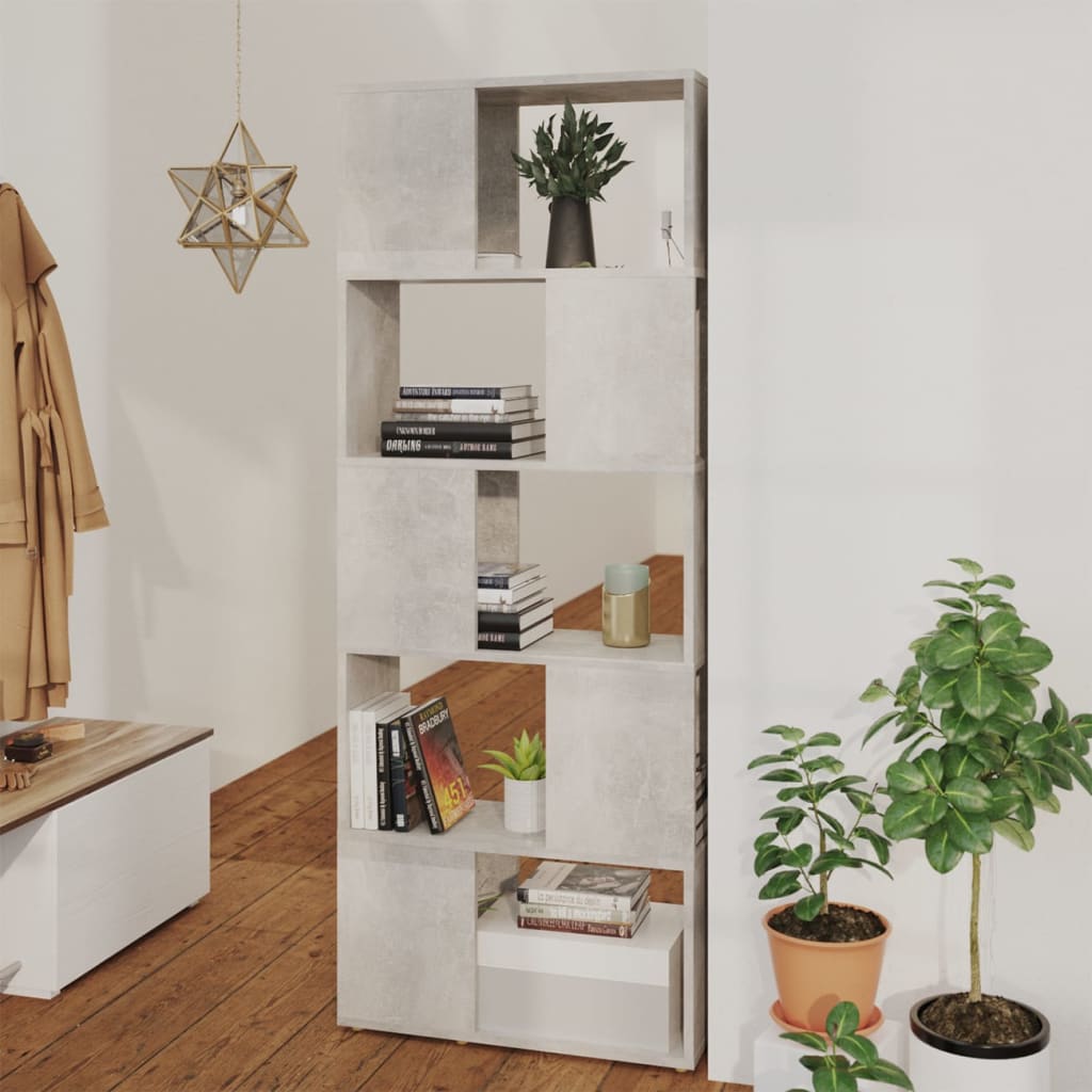 vidaXL Book Cabinet | Concrete grey | Engineered wood | 155 cm tall