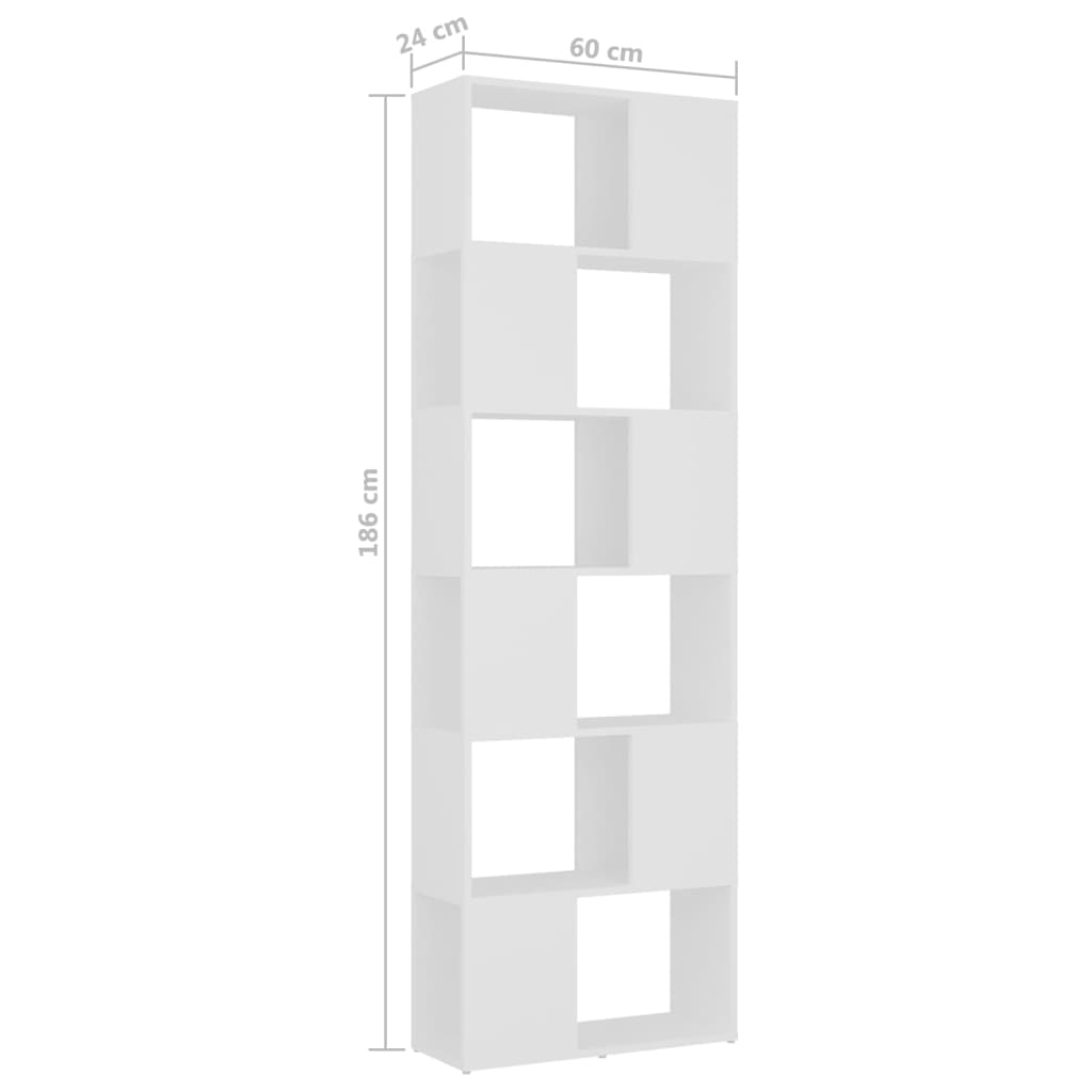 vidaXL Book Cabinet Room Divider White 60x24x186 cm