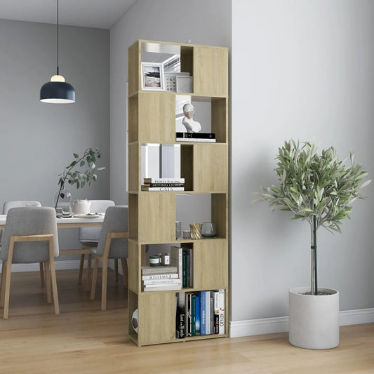809101 vidaXL Book Cabinet Room Divider Sonoma Oak 60x24x186 cm Engineered Wood