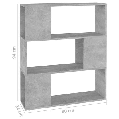 vidaXL Book Cabinet Room Divider Concrete Grey 80x24x94 cm