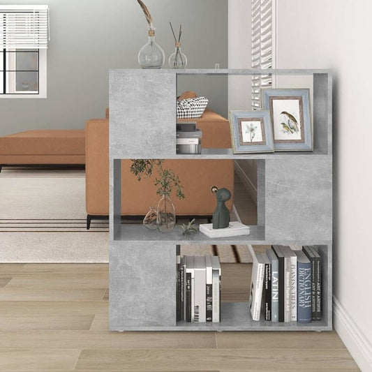 809129 vidaXL Book Cabinet Room Divider Concrete Grey 80x24x94 cm Engineered Wood
