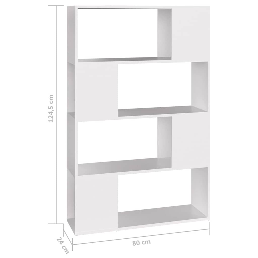 vidaXL Book Cabinet Room Divider White 80x24x124.5 cm Engineered Wood