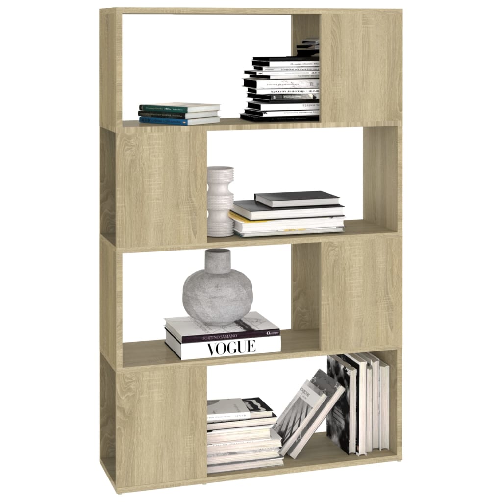 vidaXL Book Cabinet Room Divider Sonoma Oak 80x24x124.5 cm Engineered Wood