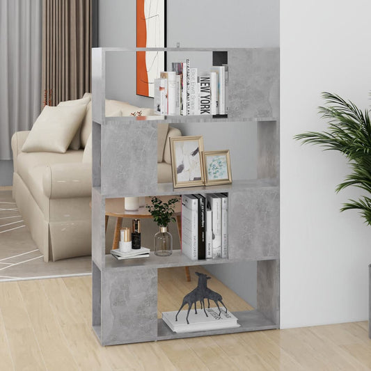 809138 vidaXL Book Cabinet Room Divider Concrete Grey 80x24x124,5cm Engineered Wood