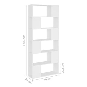 vidaXL Book Cabinet Room Divider White 80x24x186 cm Engineered Wood
