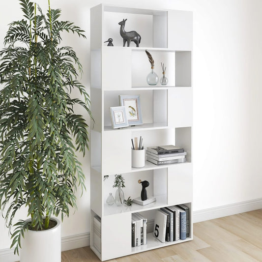 809152 vidaXL Book Cabinet Room Divider White 80x24x186 cm Engineered Wood