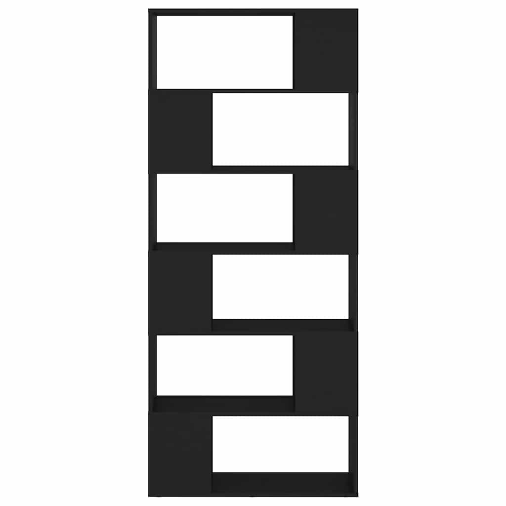 809153 vidaXL Book Cabinet Room Divider Black 80x24x186 cm Engineered Wood